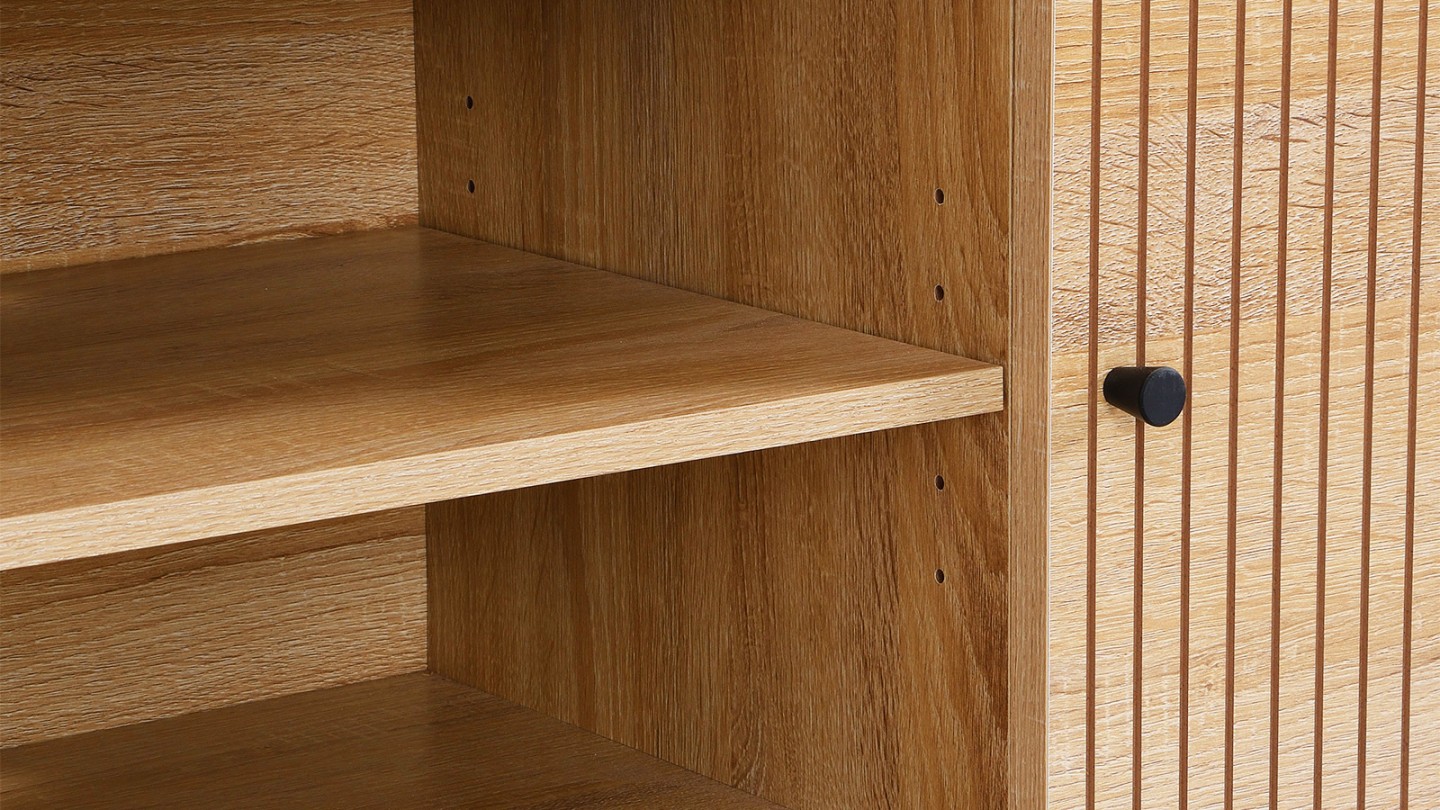 Meuble TV 2 portes effet bois 160 cm - Talia