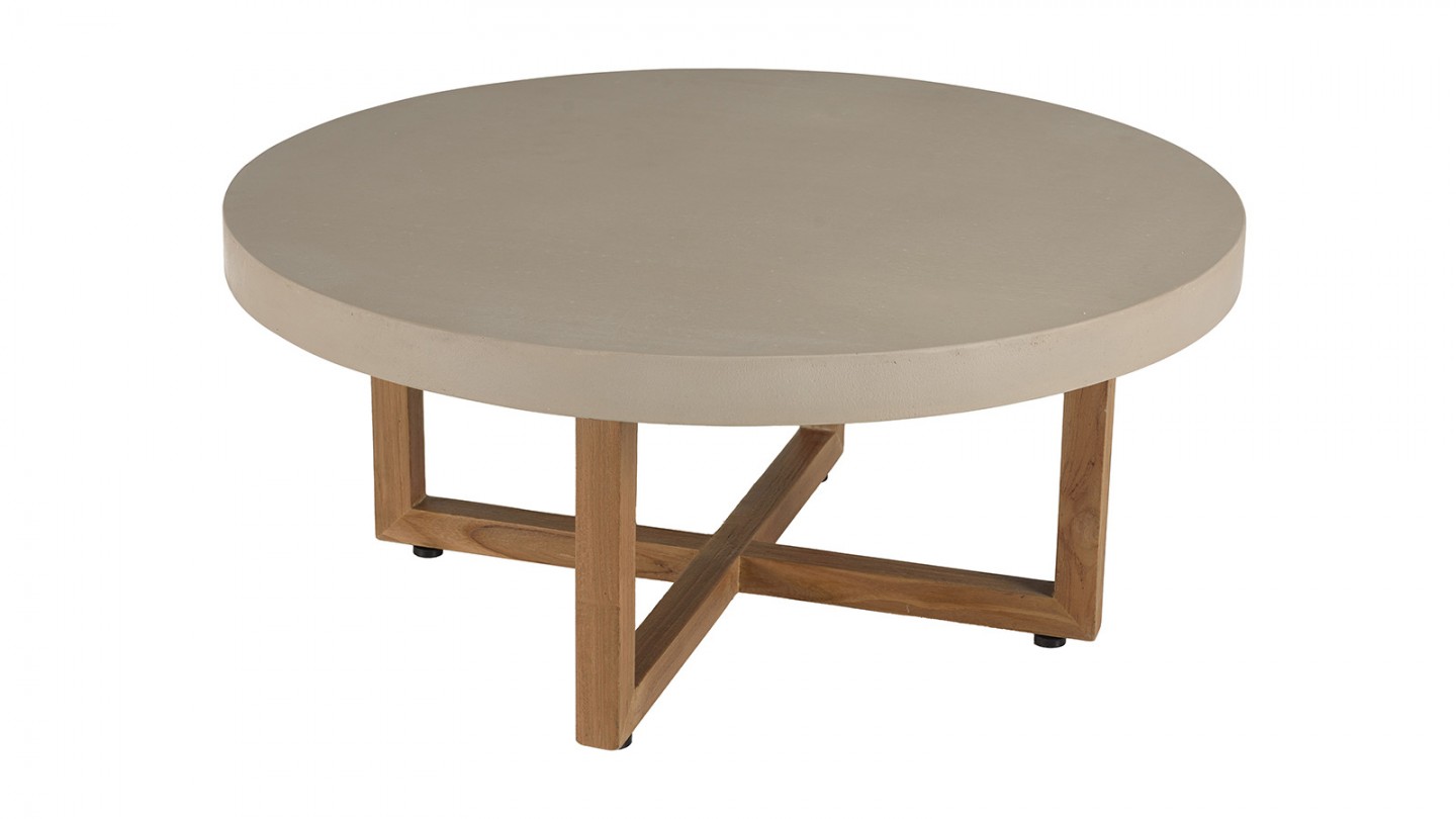 Table basse ronde 92cm en béton beige - Dak