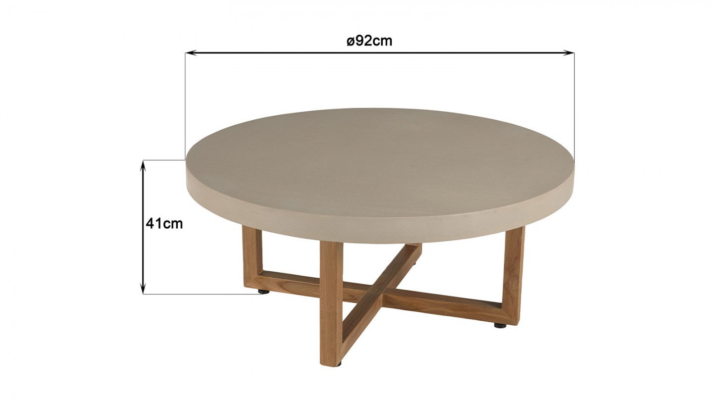 Table basse ronde 92cm en béton beige - Dak