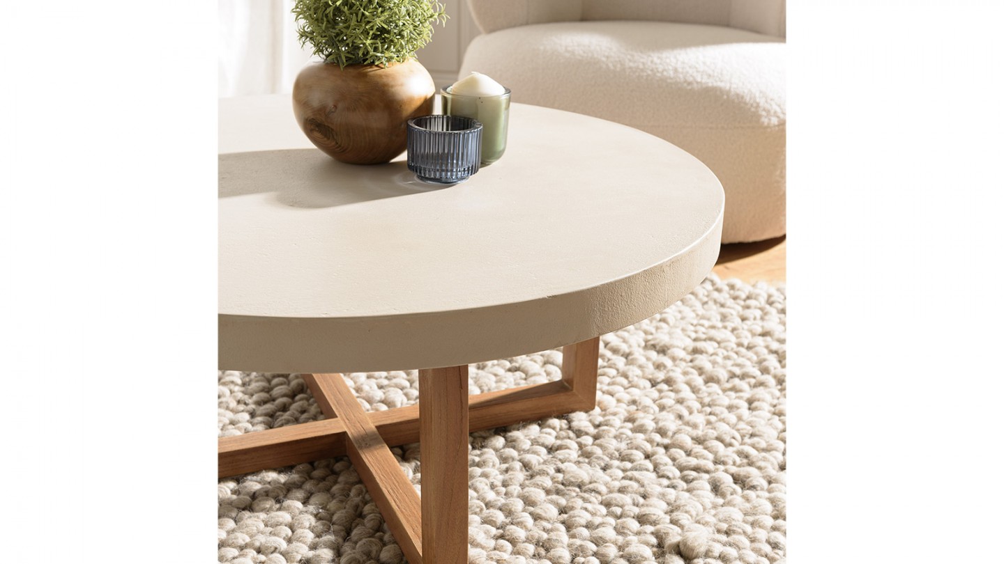 Table basse ronde 92cm en béton beige - Dak