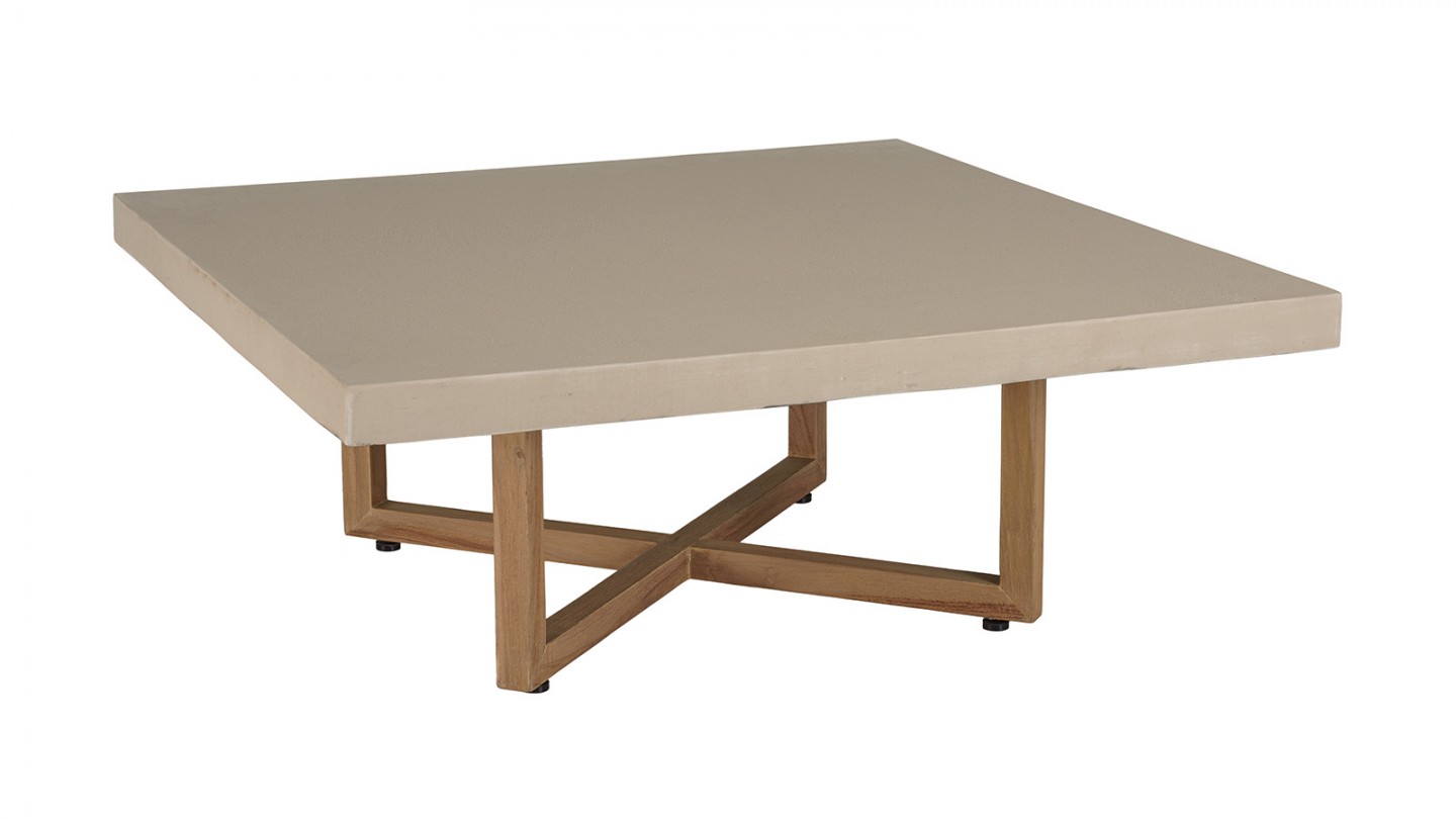 Table basse carrée 107cm en béton beige - Dak