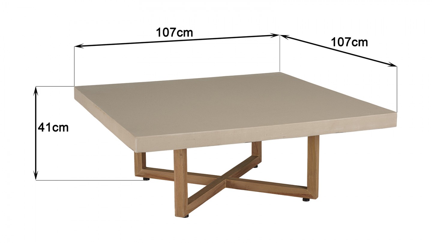 Table basse carrée 107cm en béton beige - Dak