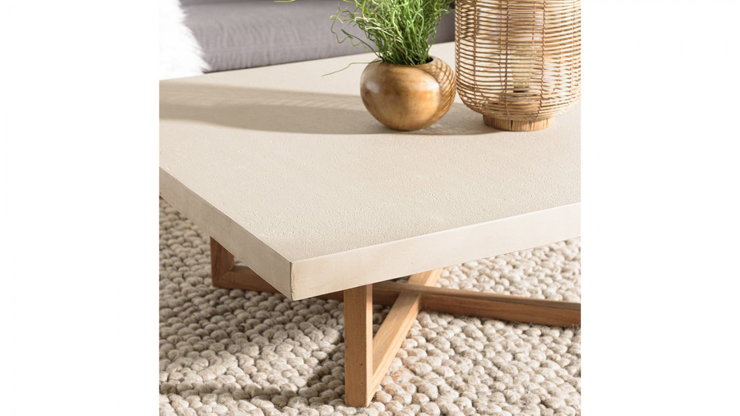 Table basse carrée 107cm en béton beige - Dak