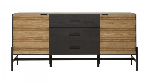 Buffet 3 tiroirs 2 portes en pin pieds métal 165 cm - Charlie