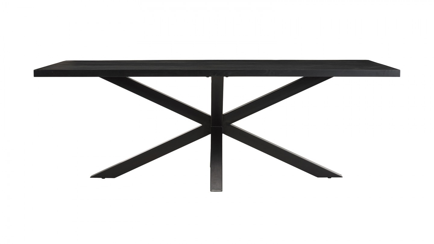 Table à manger plateau noir effet pierre 220cm - Basile