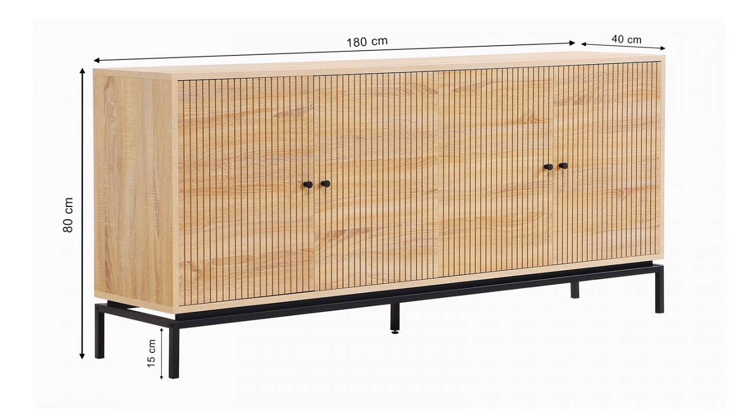 Buffet 4 portes effet bois 180 cm - Talia