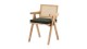 Chaise en bois massif, cannage naturel et velours côtelé vert - Lina