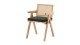 Chaise en bois massif, cannage naturel et velours côtelé vert - Lina