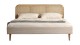 Lit adulte 160x200 cm en velours côtelé beige avec tête de lit en cannage - Dalia