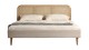 Lit adulte 180x200 cm en velours côtelé beige avec tête de lit en cannage - Dalia