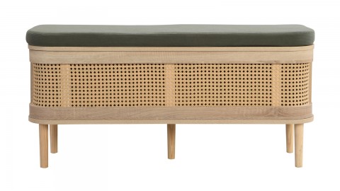 Banc d'entrée avec rangement chaussures en bois et cannage 105cm - Bali