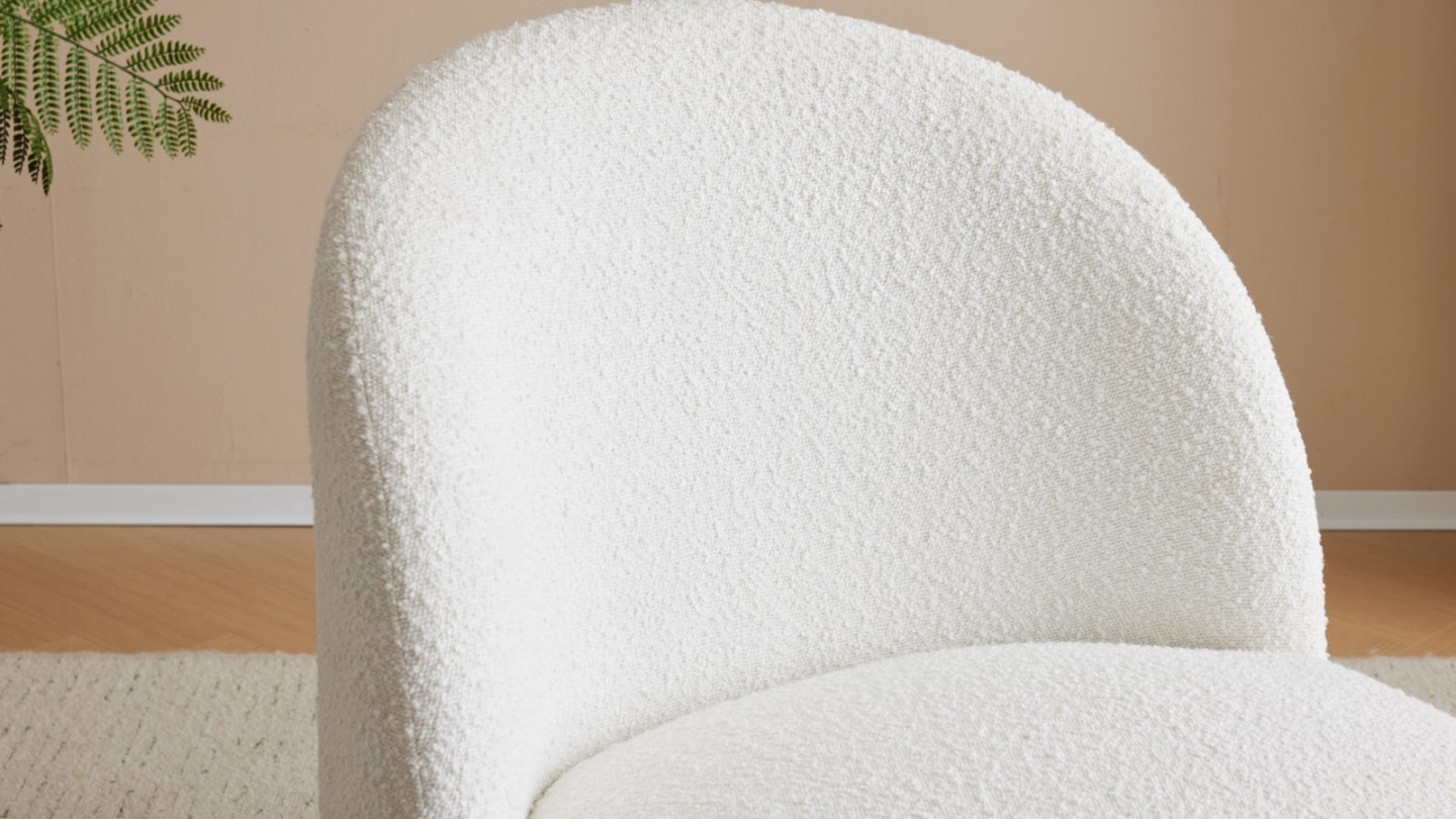 Fauteuil en tissu bouclette écru - Colette