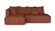 Canapé d'angle ouvert à gauche convertible 3 places avec coffre de rangement en tissu chenille terracotta - Léo