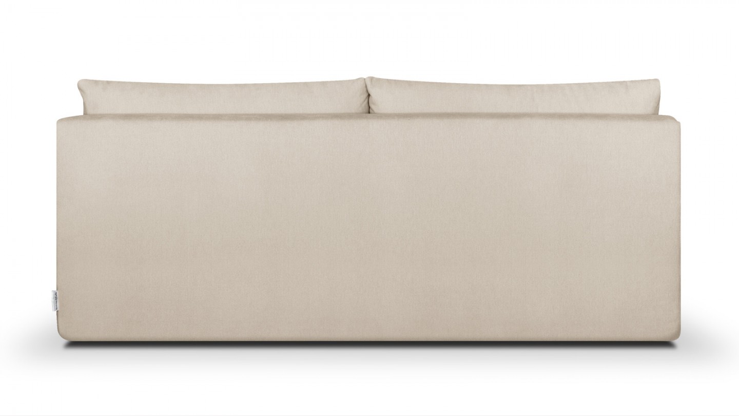 Canapé convertible 3 places avec coffre de rangement en tissu chenille beige - Léo