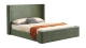 Lit coffre adulte 140x190 cm avec tête de lit capitonnée en velours côtelé vert kaki - Elma