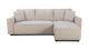 Canapé d'angle convertible réversible 4 places avec coffre de rangement en tissu beige - Thea