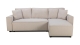 Canapé d'angle convertible réversible 4 places avec coffre de rangement en tissu beige - Thea