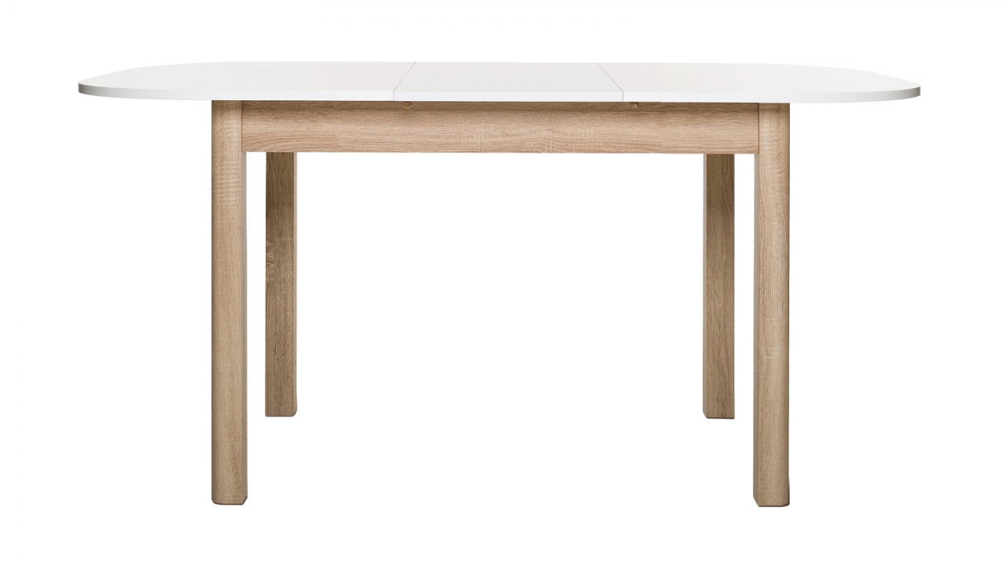 Table à manger extensible blanc/effet chêne 4/6 personnes 120/160 cm - Tori