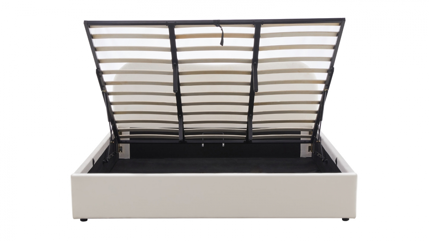 Lit coffre adulte 180x200 cm avec tête le lit matelassée en velours beige - Suzon
