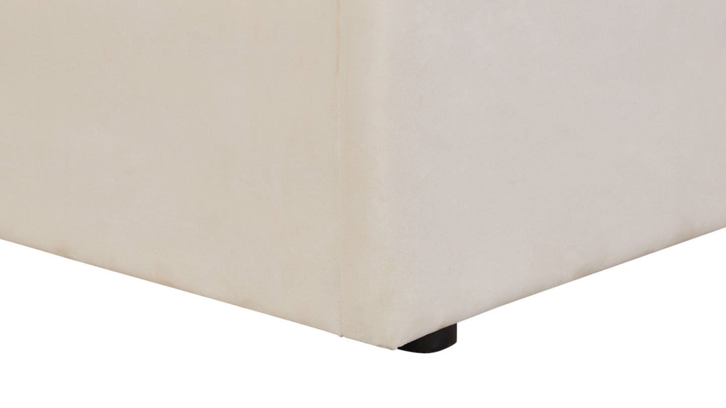 Lit coffre adulte 180x200 cm avec tête le lit matelassée en velours beige - Suzon