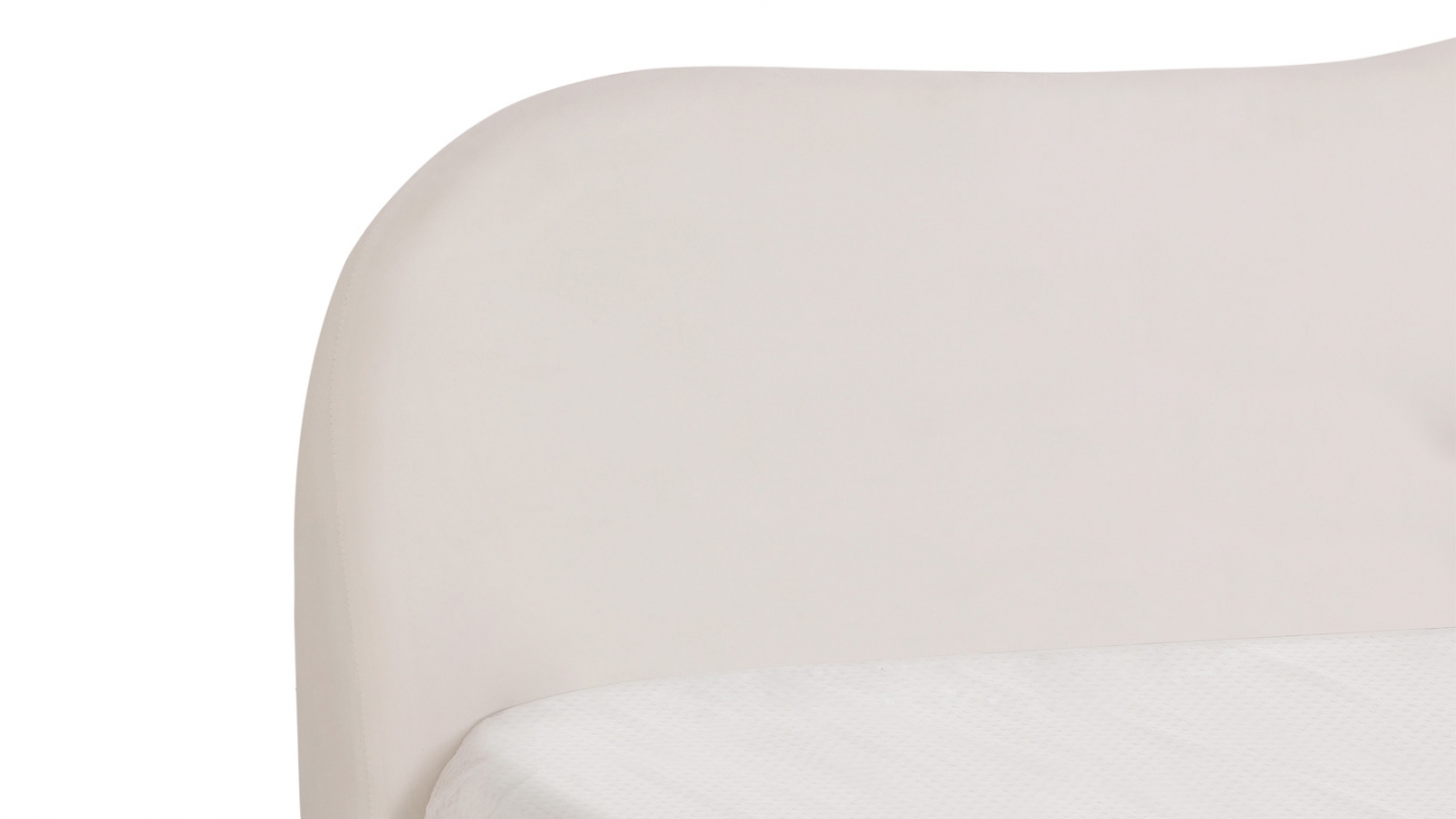 Lit coffre adulte 180x200 cm avec tête le lit matelassée en velours beige - Suzon