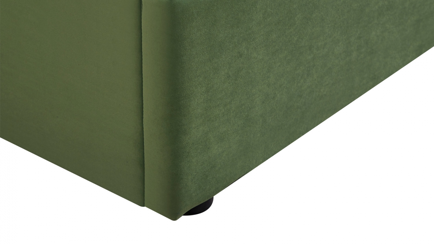 Lit coffre adulte 140x190 cm avec tête le lit matelassée en velours vert clair - Suzon