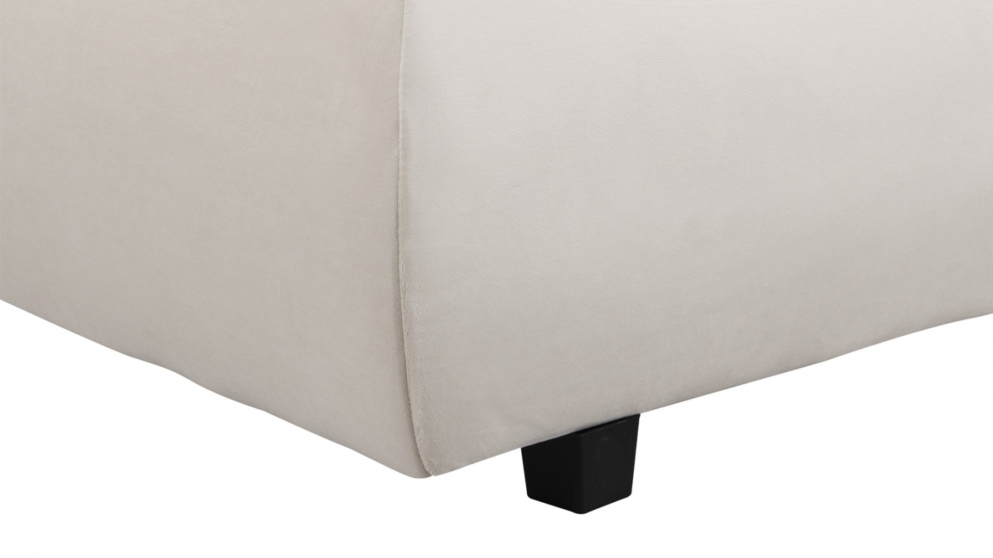 Lit adulte 140x190 cm avec sommier et tête de lit matelassée en velours beige - Maddie