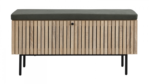 Banc d'entrée avec rangement chaussures en bois couleur chêne 100 cm - Solna