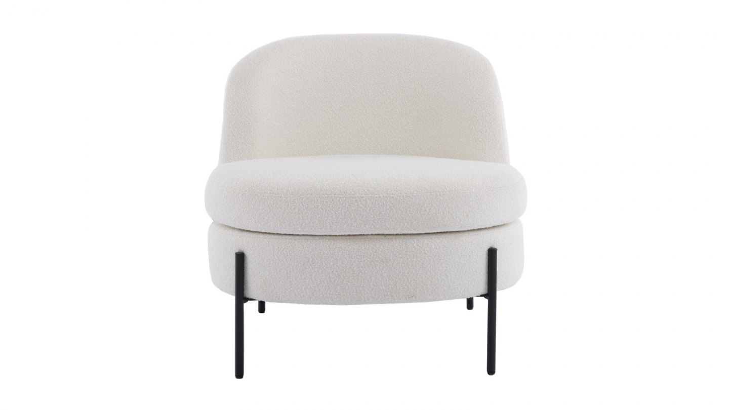 Fauteuil en tissu bouclé beige - Vianney