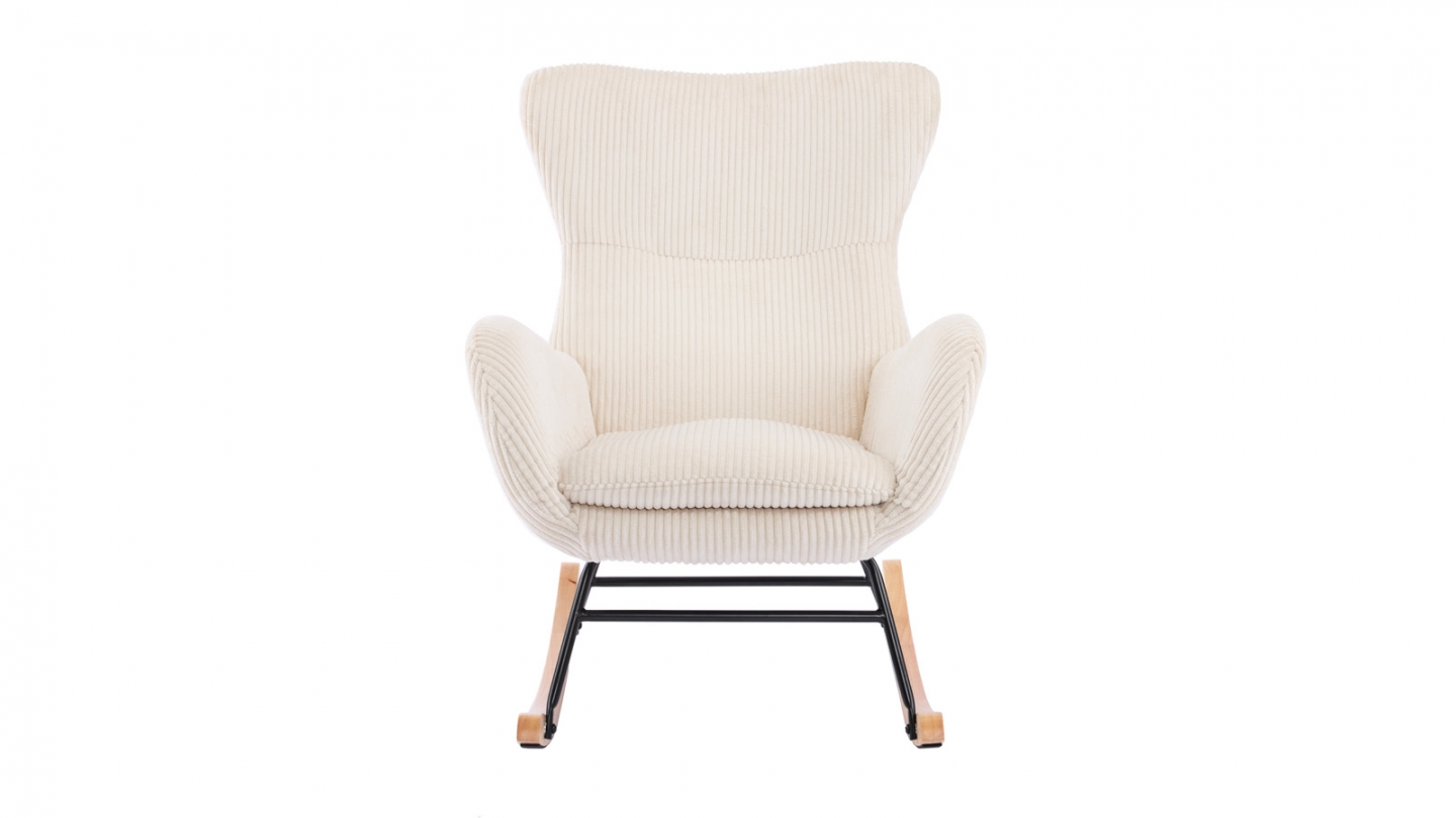 Rocking-chair en velours côtelé beige - Béa