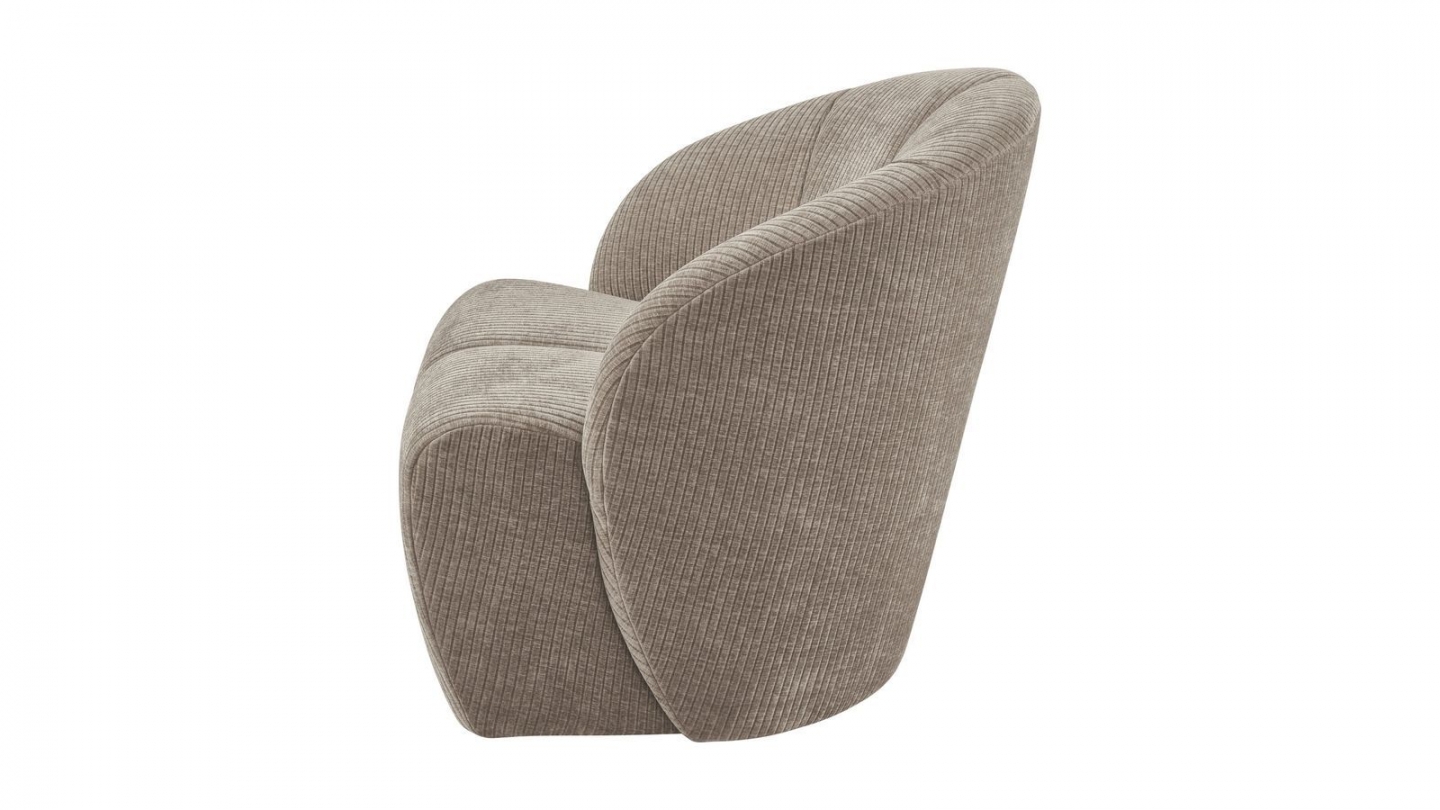 Fauteuil pivotant en velours côtelé beige - Mojo