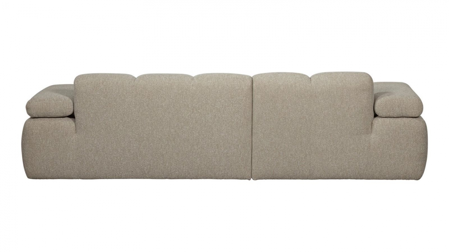 Canapé d'angle à gauche avec méridienne en tissu bouclé beige - Mojo