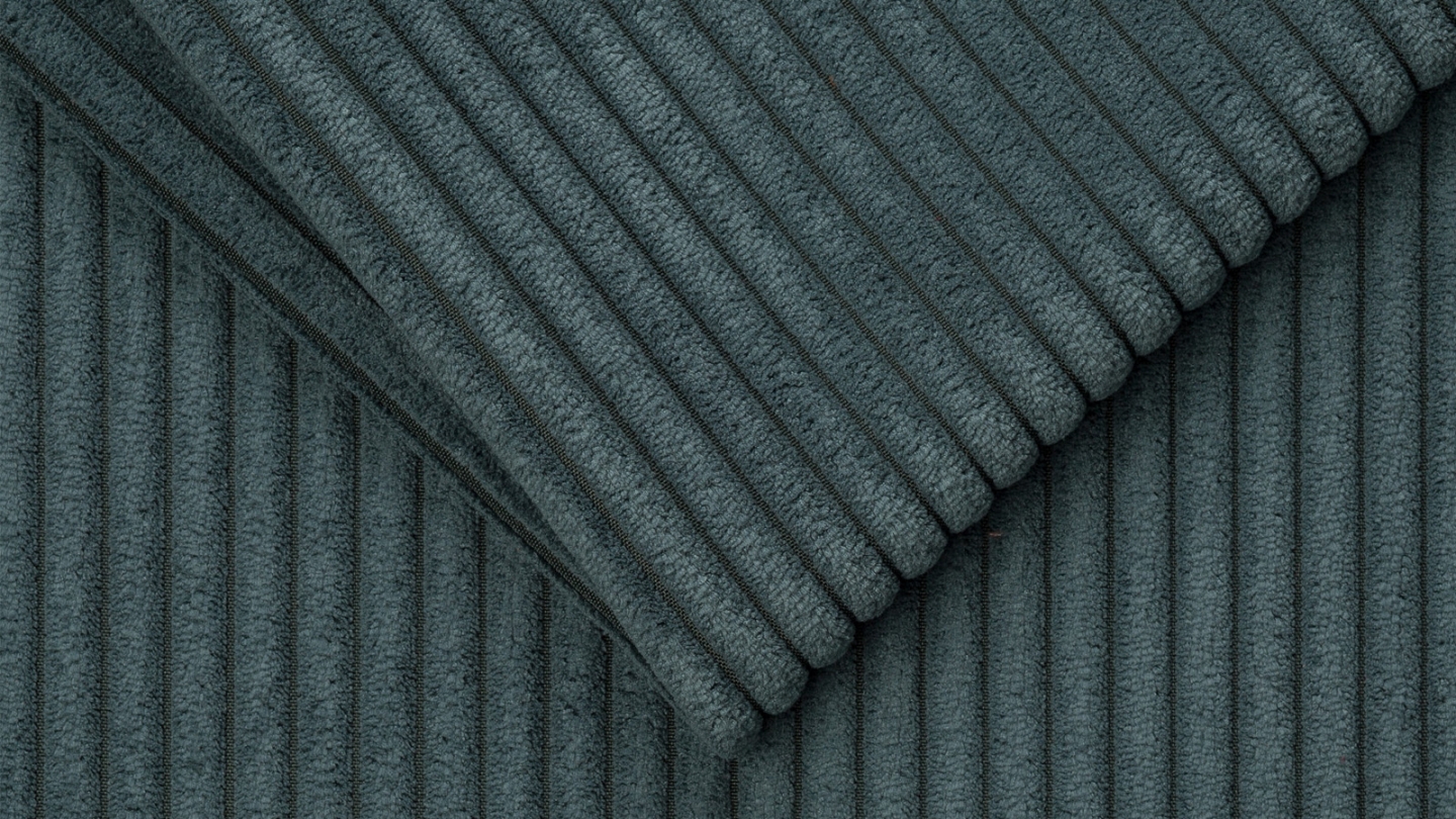 Canapé d'angle droit convertible 3 places avec coffre de rangement en velours côtelé bleu gris - Arty
