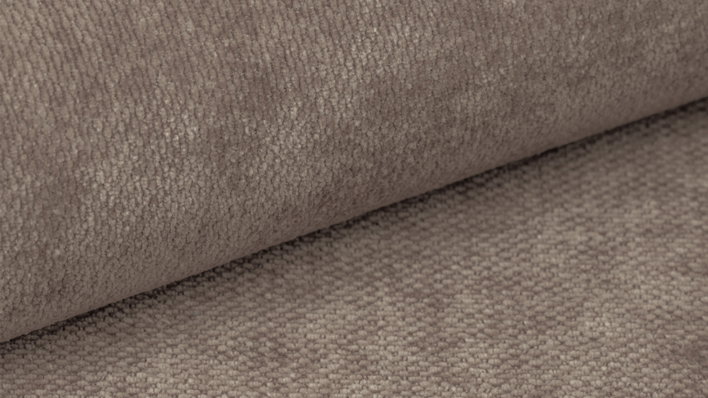 Canapé convertible 3 places avec coffre de rangement en tissu chenille taupe - Léo