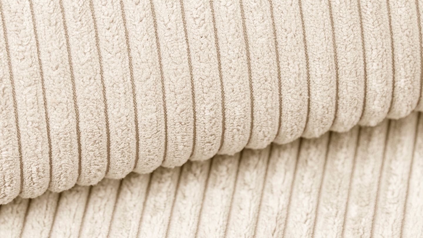 Module d'angle ouvert à droite 2 places en velours côtelé beige - Modulo