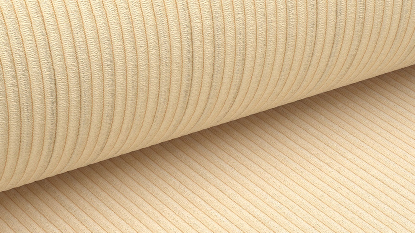Canapé d'angle 5 places convertible réversible avec coffre de rangement en velours fines côtes beige - Harper New