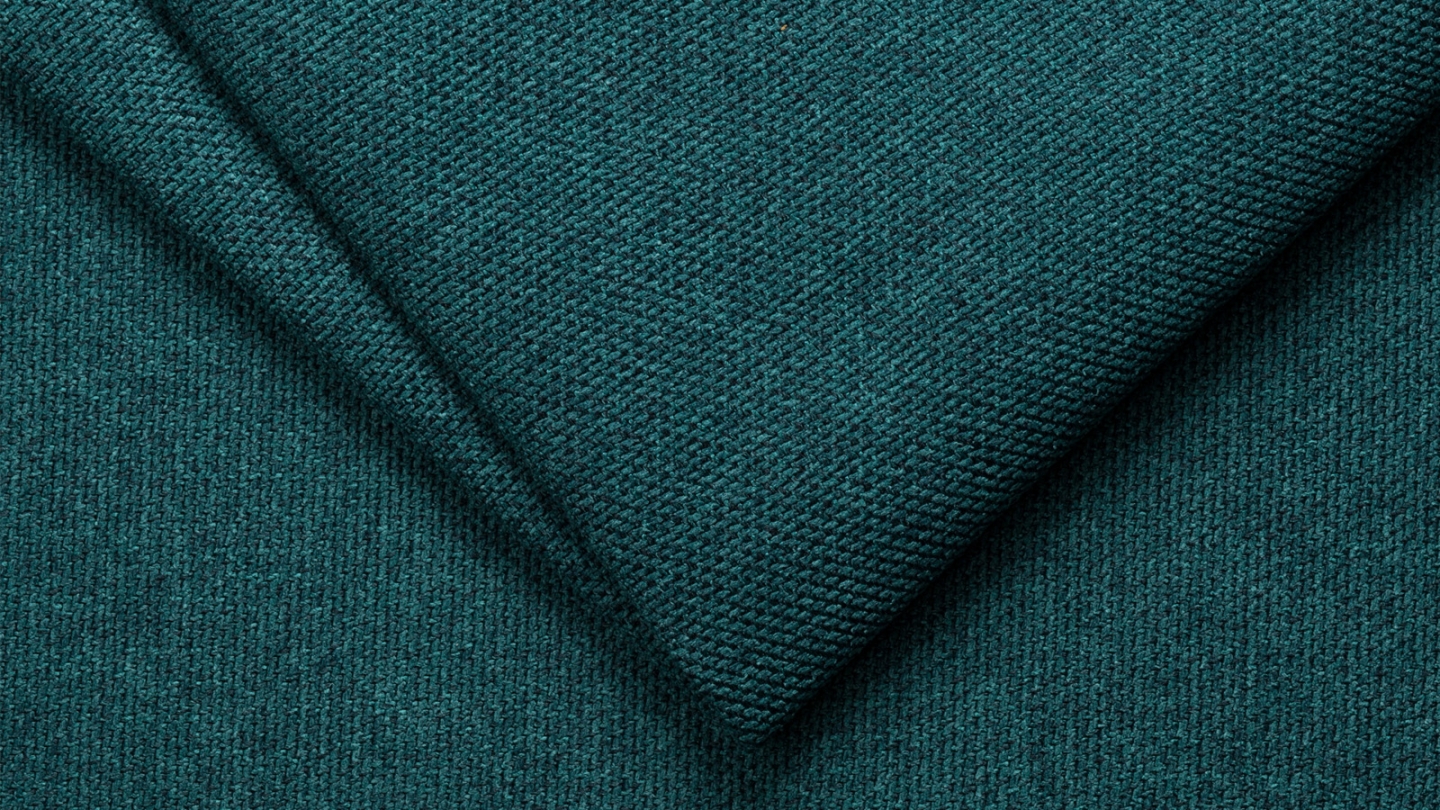 Canapé d'angle convertible réversible 4 places avec coffre de rangement en tissu bleu canard - Livia New