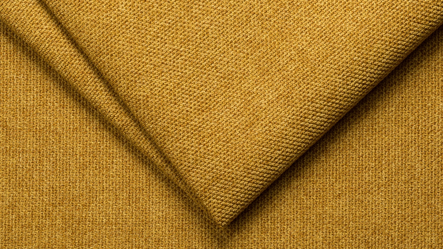 Canapé convertible 3 places avec coffre de rangement en tissu jaune moutarde - Milla New