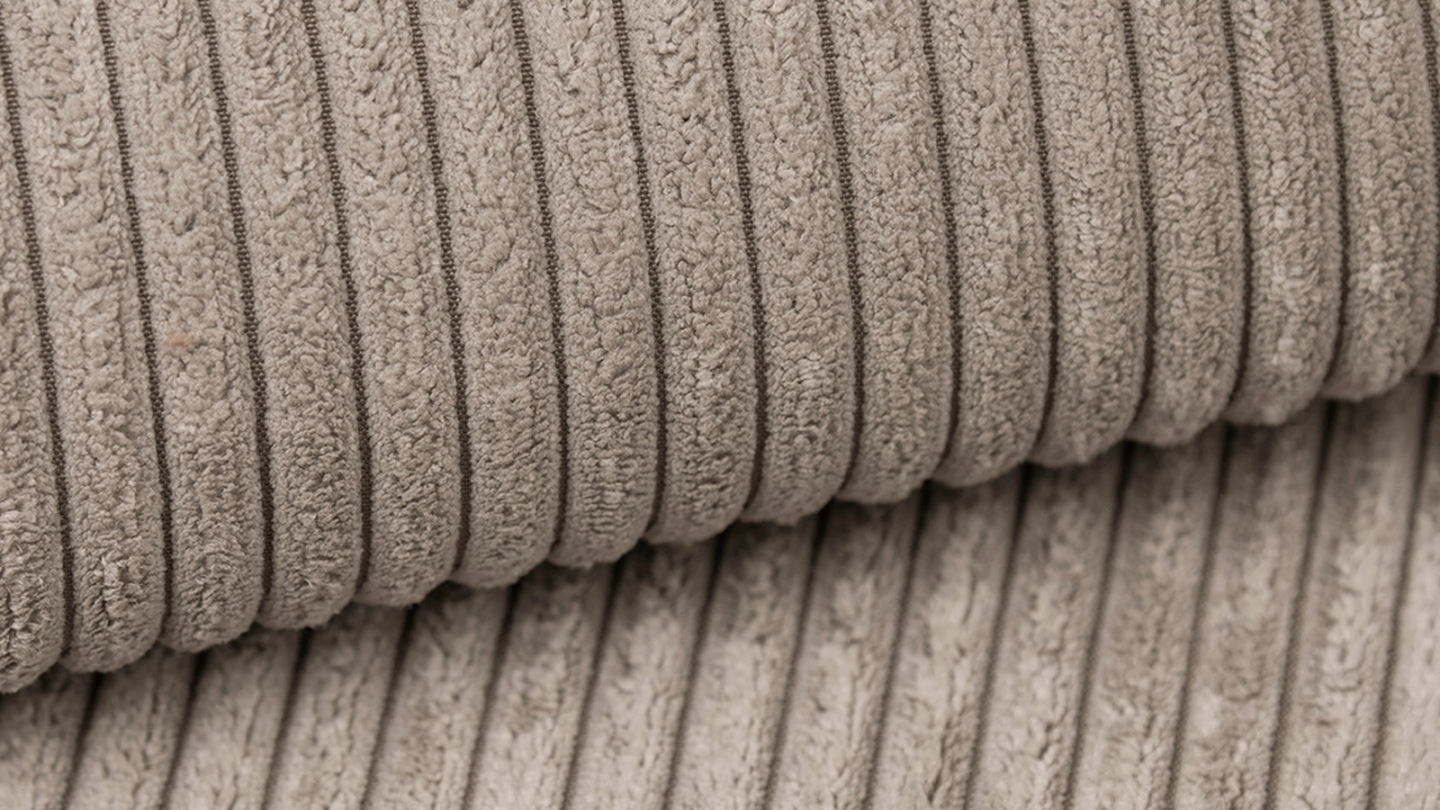 Méridienne d'angle à droite modulable en velours côtelé taupe - Modulo New