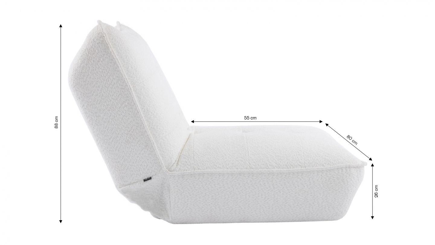 Fauteuil lounge en tissu bouclé beige - Matis