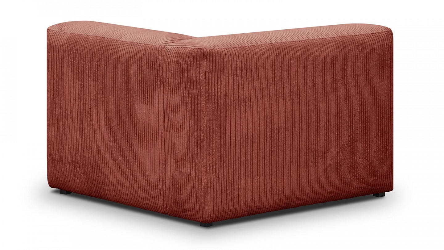 Canapé modulable panoramique 9 places ouvert à droite + pouf en velours côtelé rouille - Modulo New