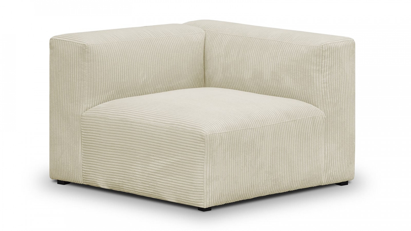 Canapé modulable panoramique 9 places ouvert à droite + pouf en velours côtelé beige - Modulo