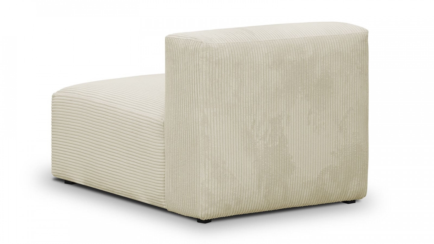 Canapé modulable panoramique 9 places ouvert à droite + pouf en velours côtelé beige - Modulo