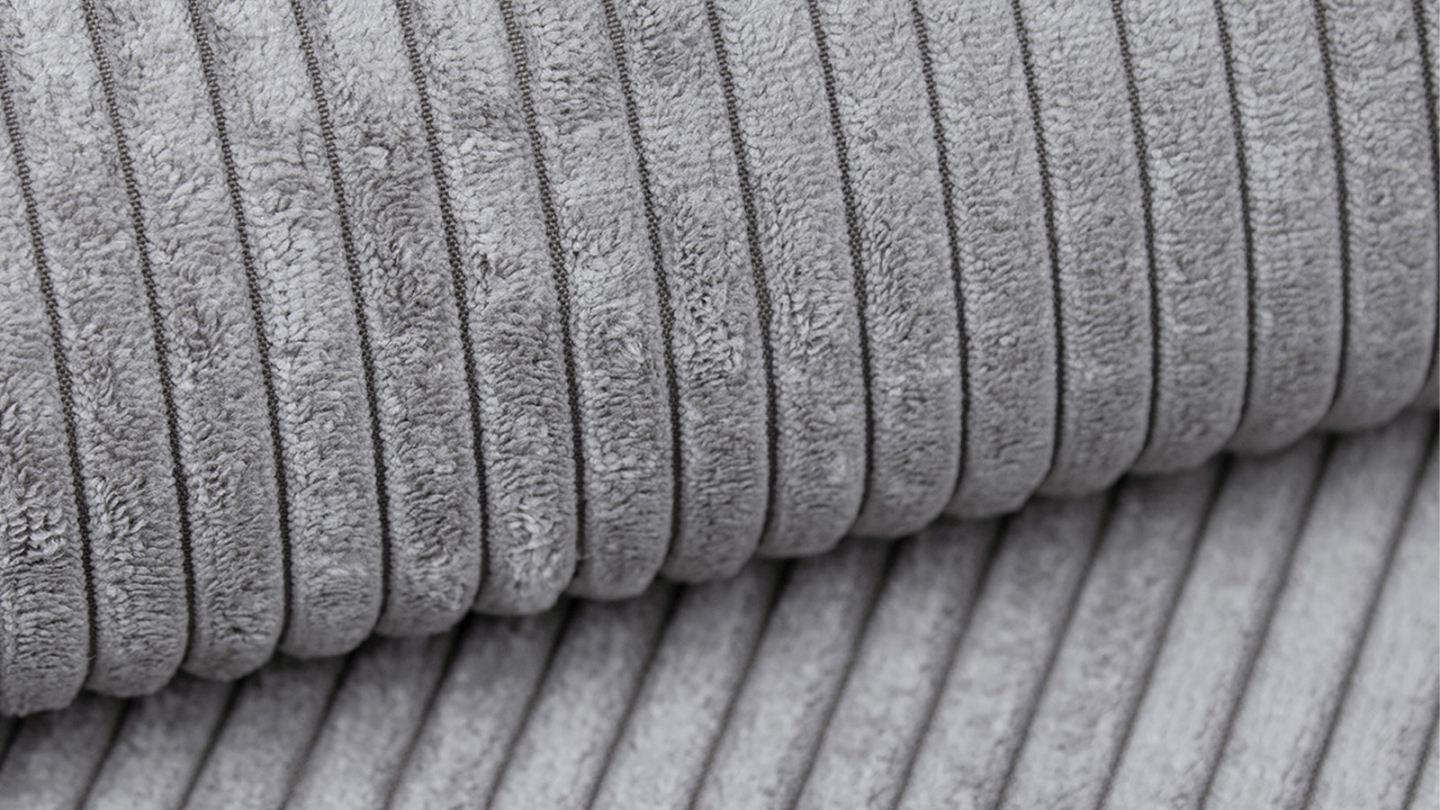 Méridienne d'angle à gauche modulable en velours côtelé gris clair - Modulo New