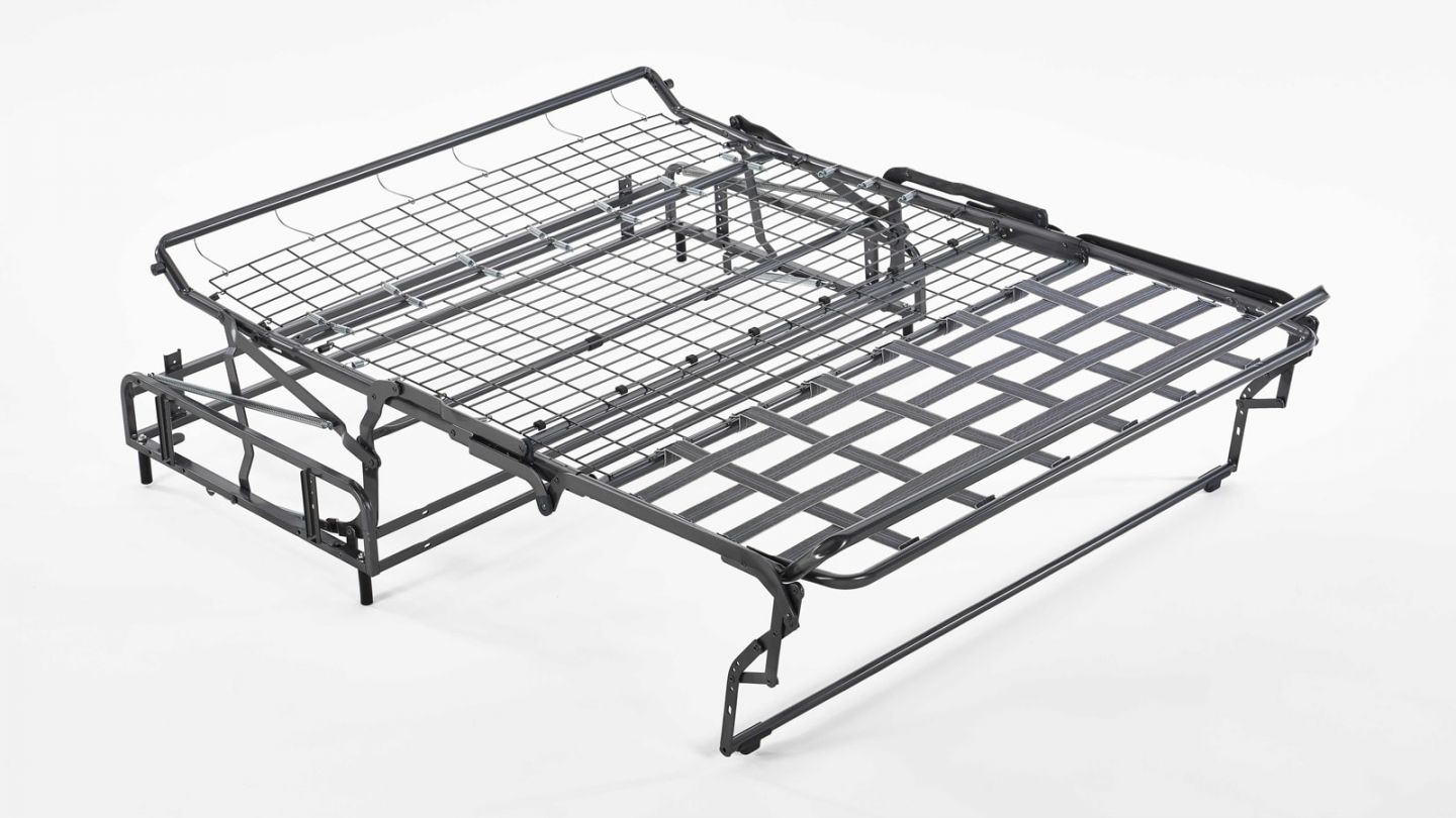  Canapé convertible 3 places en tissu gris chiné - Ouverture express - Couchage quotidien - Matelas HD 140 x 190 - Mattia