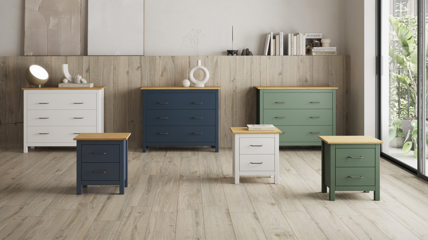 Commode 3 tiroirs en bois massif blanc 100 cm - Ida