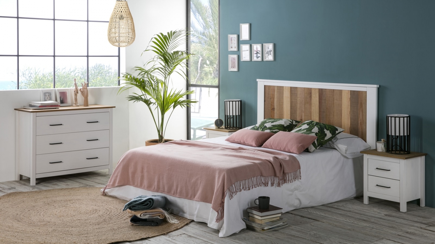 Commode 3 tiroirs en bois massif blanc 100 cm - Ida