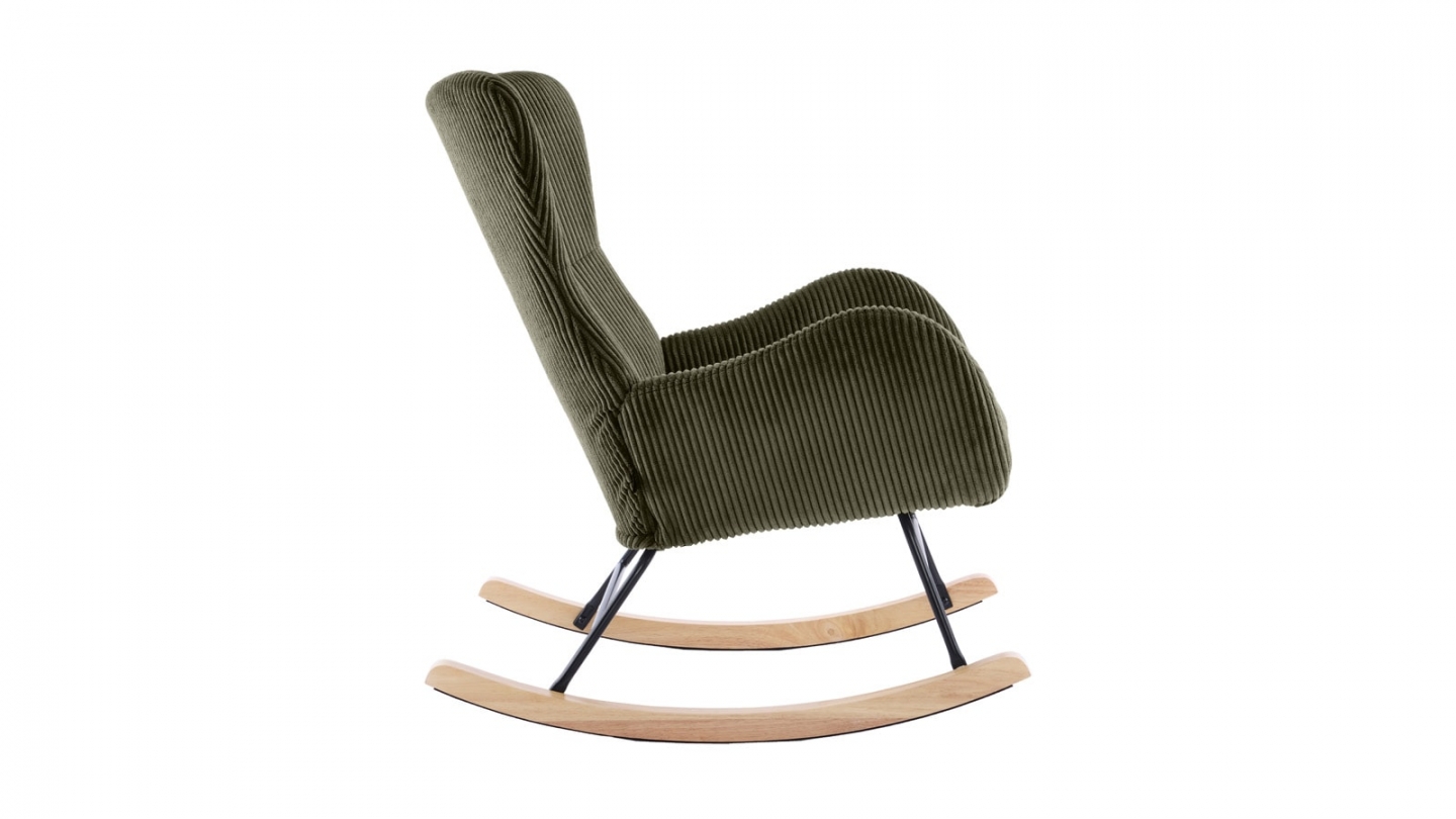 Rocking-chair en velours côtelé vert - Béa