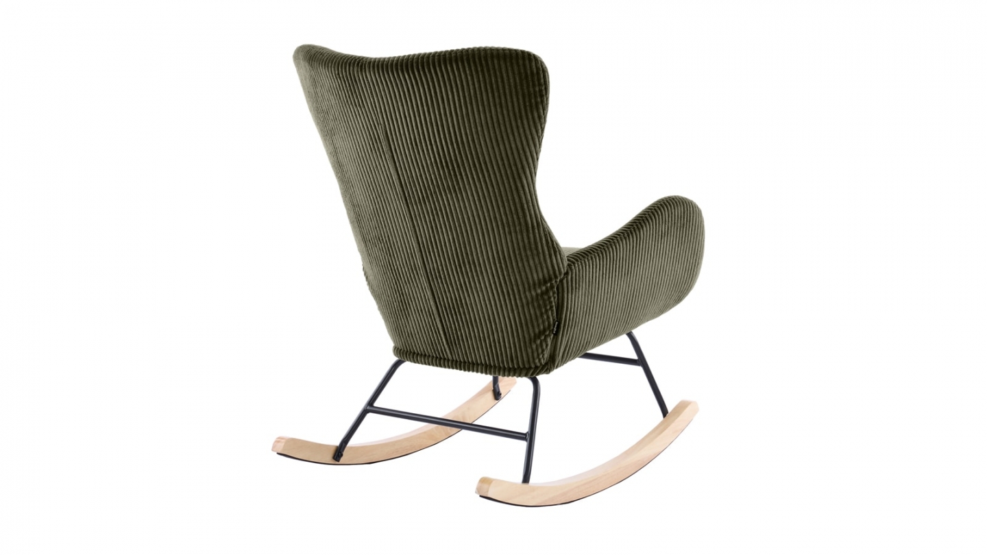 Rocking-chair en velours côtelé vert - Béa
