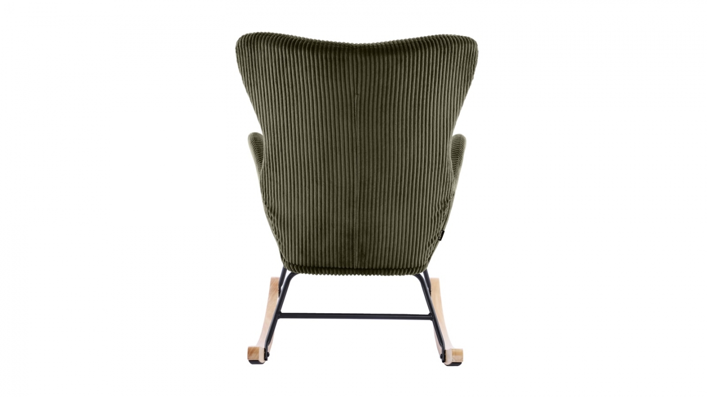Rocking-chair en velours côtelé vert - Béa